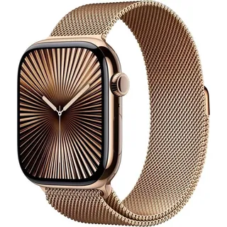 GPS + Cellular 42 mm Titangehäuse gold, Milanaise Armband gold
