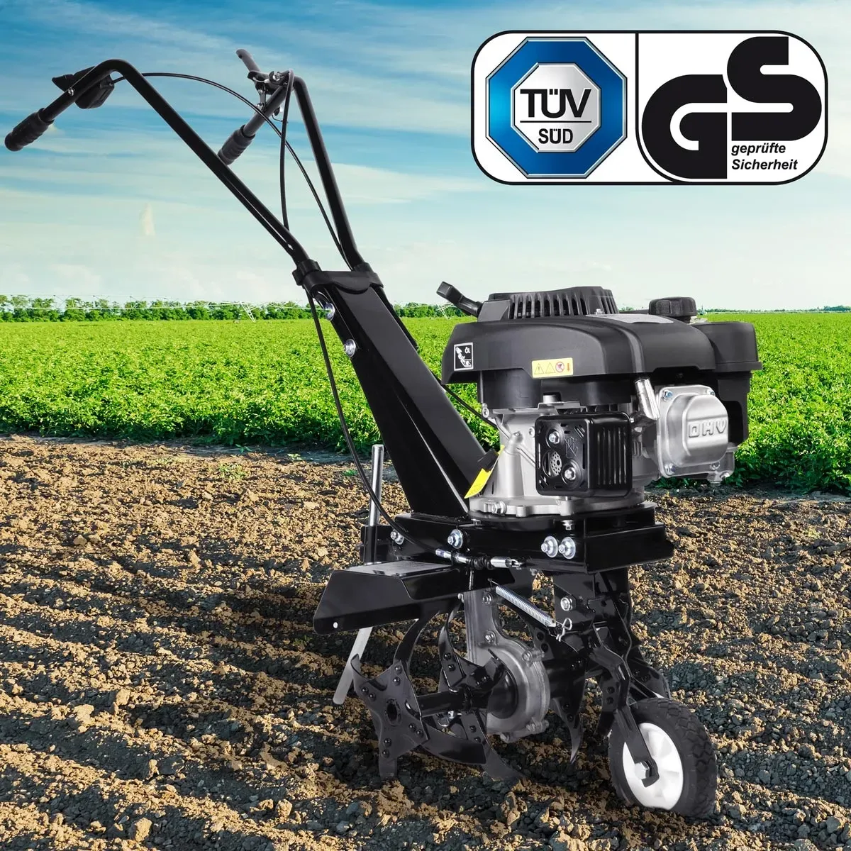 BRAST® Motorhacke Gartenfräse Benzin | 1,9kW(2,6PS)-5,15kW(7PS) | 25-85cm Arbeitsbreite | 6 Modelle | Stahlrahmen Transportrad & kabellos | für kleine bis sehr große Grundstücke