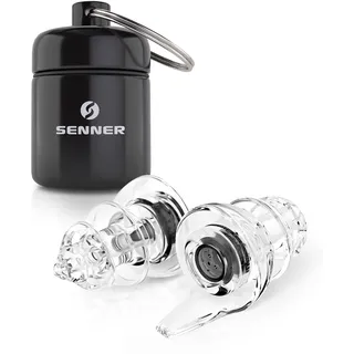 Senner ® MotoPro Gehörschutz - Ohrstöpsel Motorrad und Motorsport, leicht zu tragen und leise, vermindert Windgeräusche, Verkehr bleibt hörbar, mit Alubehälter, wiederverwendbar, Lärmschutz Ohrstöpsel