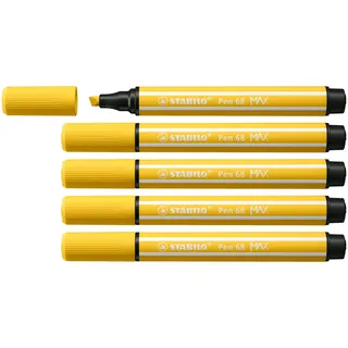- Premium-Filzstift mit dicker Keilspitze - Pen 68 MAX - 5er Pack - gelb
