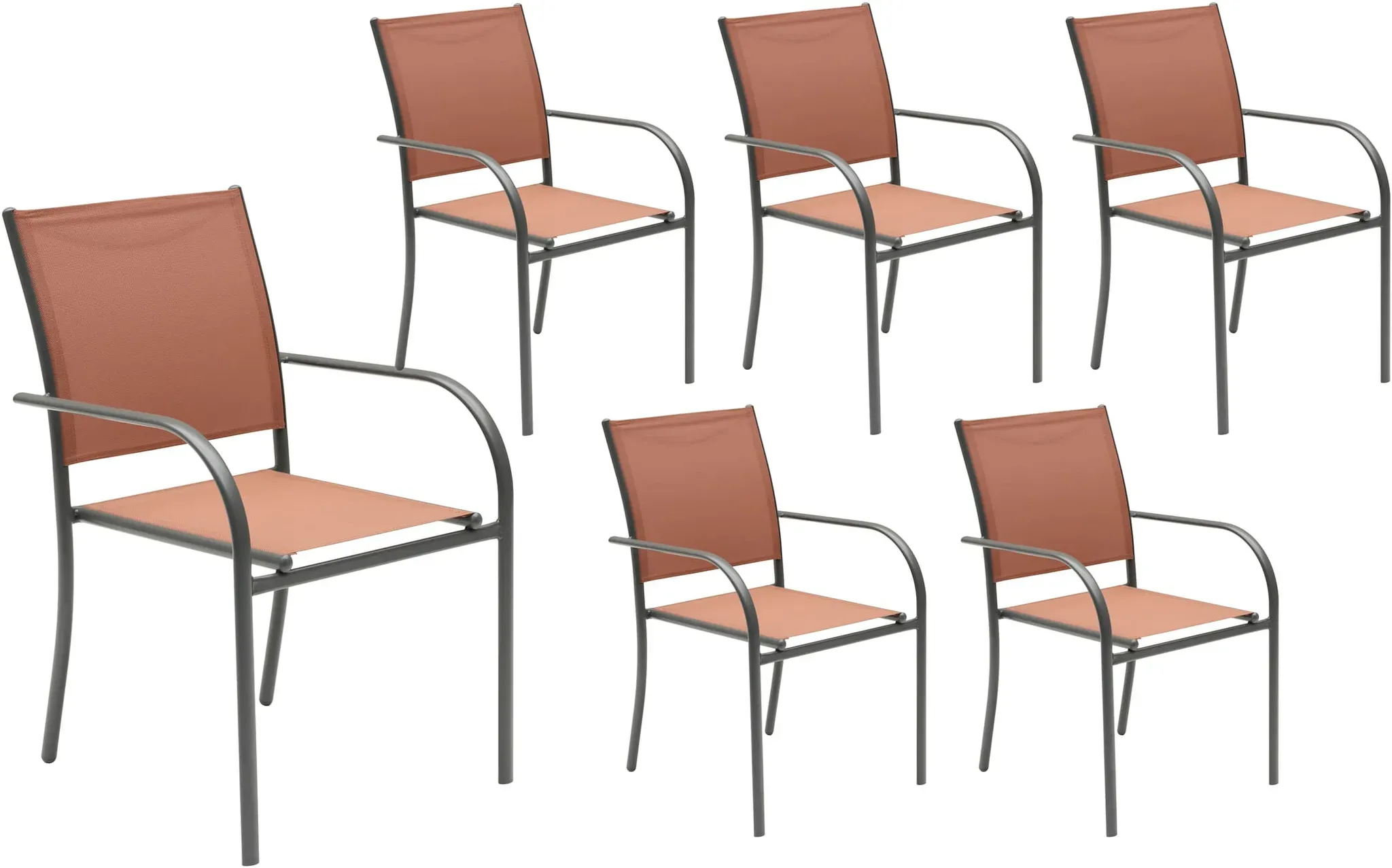 LC Garden »Campino« 6er Set Gartenstühle Rot Stapelstühle Bistrostühle Textilen