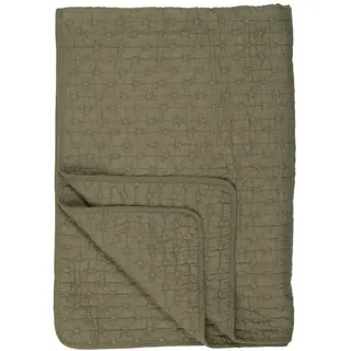 ib laursen Baumwoll-Quilt mit Kreuzstichen, in oliv | Gr.: onesize
