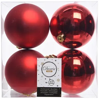 buttinette Weihnachtskugeln aus Kunststoff, rot,