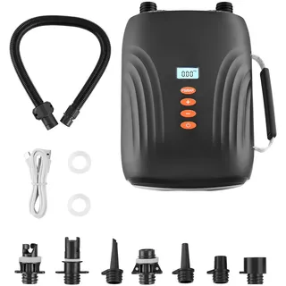 Vevor SUP Pumpe Elektrisch (20PSI) mit wiederaufladbarer Akku zweistufige elektrische SUP Luftpumpe mit automatischer Abschaltung & 12V DC Autoanschuluss, Aufblasen & Entleeren