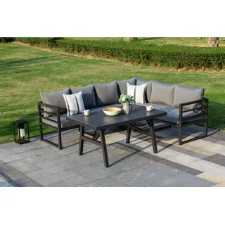 XL Alu Dining Eck-Lounge Set Java / Schenkel variabel stellbar / Sunbrella ® Bezug 100% Wetterfest - Grau