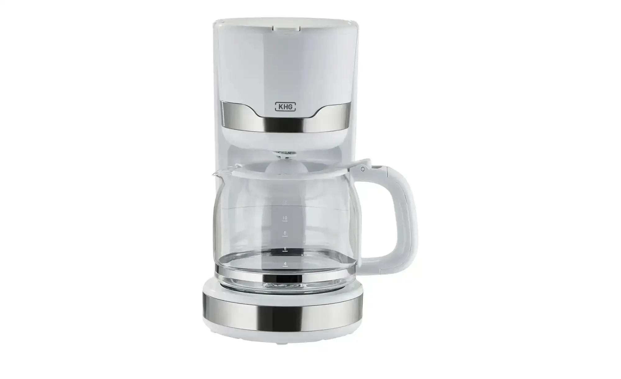 KHG Kaffeeautomat  KA-129 WE2 , weiß , Glas,Edelstahl,Kunststoff , Maße (cm): B: 25 H: 32 T: 15.5
