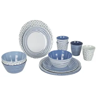 Bo-Camp Mix & Match Geschirrset, 16-teilig, blau