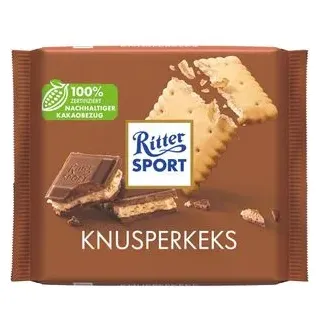 Ritter-Sport Tafelschokolade Knusperkeks, mit Butterkeks in feiner Kakaocrème, 100g