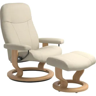 Stressless Stressless® Relaxsessel »Garda«, (Set, Relaxsessel mit Hocker), mit Hocker, mit Classic Base, Größe M, Gestell Eichefarben beige