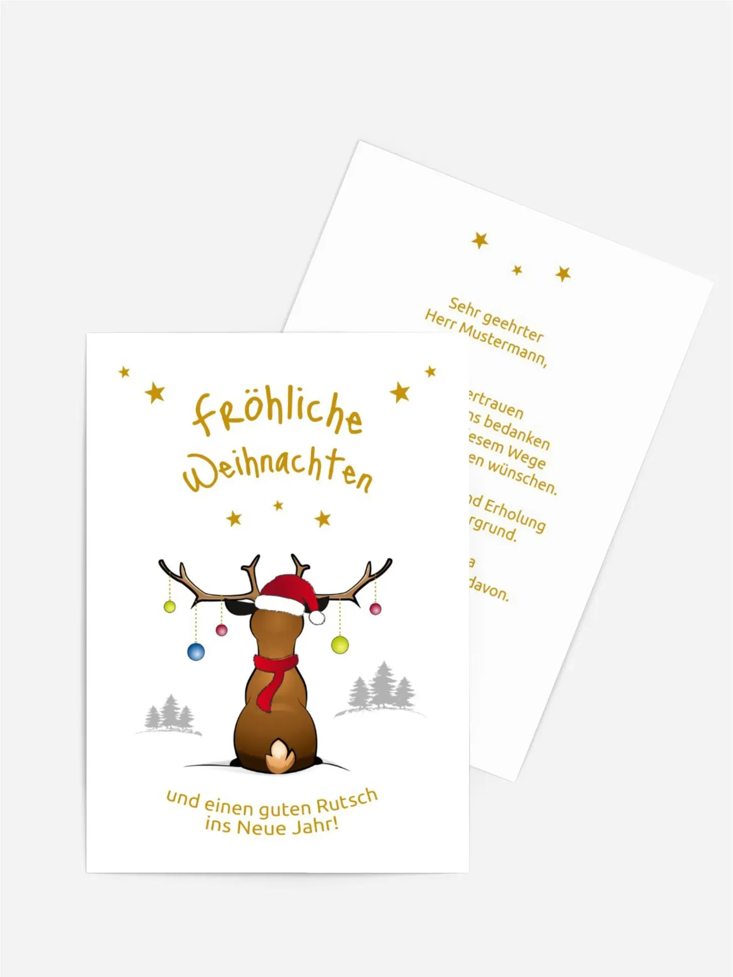 Weihnachtsgrußkarten geschäftlich selbst gestalten mit Spruch und Fotos im Onlinedesigner bei Meine-Kartenmanufaktur.de