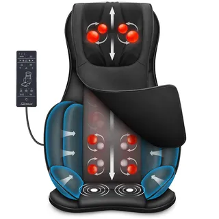 Snailax Shiatsu Massagesitzauflage mit Wärme, Ganzkörper Massageauflage mit Kompression Kneten Vibration, Elektrischer Massagegerät für Rücken Nacken Schulter, Geschenke