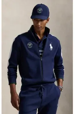 Polo Ralph Lauren für Herren. 710867580001 Navy Wimbledon Jacke (L), Lässig, Baumwolle, Marine