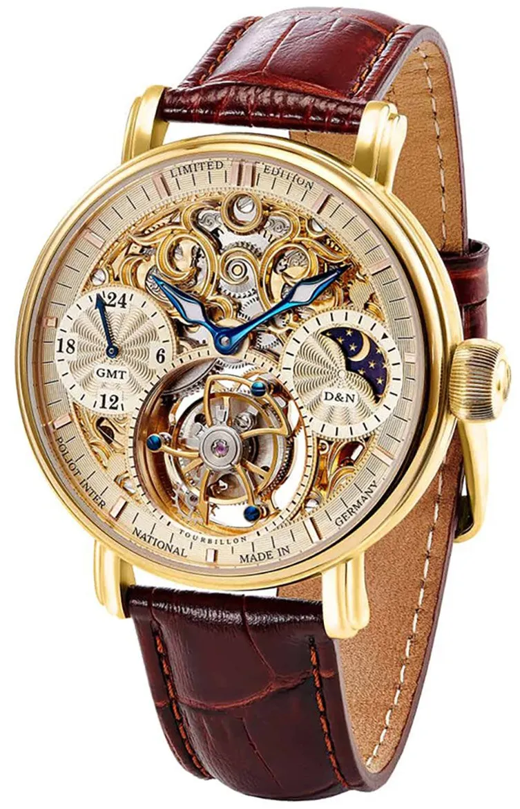 Poljot International 3360.T66 Herrenuhr Tourbillon Skeleton Braun/Goldfarben