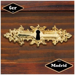 Antikas Möbelbeschlag Schlüsselplatte,Serie "Madrid",6er Pack, Eisen in Messing pat.