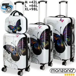 monzana Hartschalenkofferset Butterfly 4tlg Polycarbonat