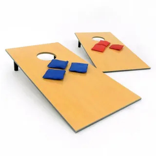 CARROMCO Wikinger Cornhole Spiel Outdoor, 2er Cornhole Holz Set von Carromco, Bean Bag Toss Cornhole Game mit 6 Cornhole Wurfsäcken