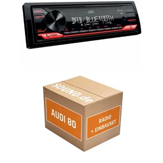 Autoradio Einbaupaket passend mit JVC KD-X282DBT für Audi 80 B3 Typ 89 Bluetooth: Telefonieren & Audiostreaming DAB+ USB