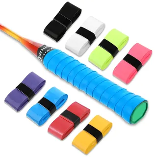 Ymapinc 8 Stück Weich Griffband Badmintonschläger rutschfeste Tennisschläger Band Ersatz Grip Tape Tennisschläger für Tennis Badmintonschläger Golfschläger(8 Farben 110cm)