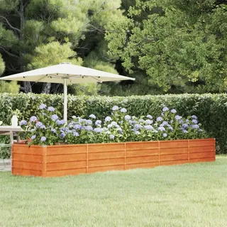 KOIECETA Hochbeet für Garten Balkon Terrasse Kräuterhochbeet zum Selber Bauen Gemüsebeet Pflanzkübel aus Metall Cortenstahl (400x80x45 cm)