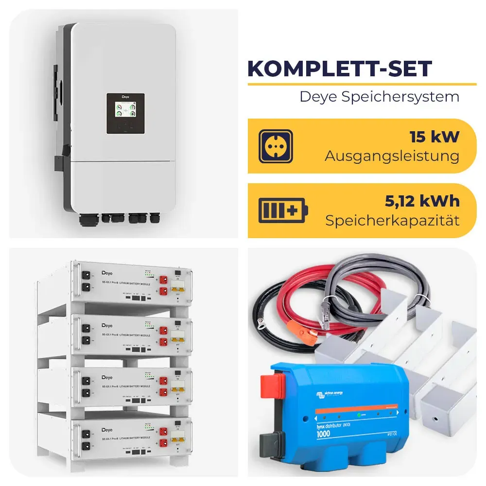 SET Deye Hybrid-Wechselrichter SUN-15K-SG05LP3-EU-SM2 + 1x Deye SE-G5.1 Pro-B I 5,12 kWh Batteriespeicher