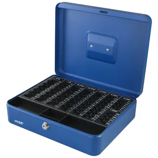 HMF 108-05 Geldkassette mit Münzzählbrett, 30 x 24 x 9 cm, Blau
