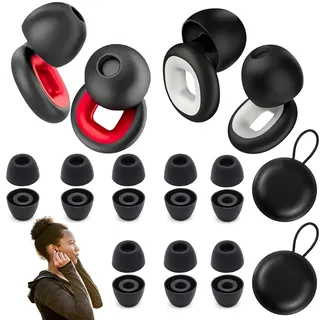 18 Stück Loop Earplugs, Alpine Gehörschutz und Motorrad OhrstöPsel WindgeräUsche, Schwarz und Rot, Motorrad Gehörschutz Geeignet für Haushalt Büro Reise und Motorradfahren
