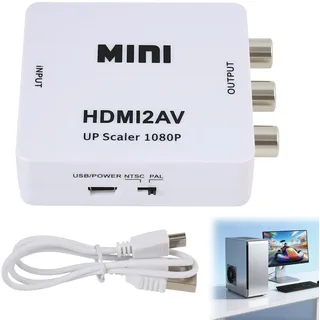 HDMI auf/AV/RCA Adapter Konverter mit USB Ladekabel - Wandelt HDMI-Signal in Composite Video und Stereo Audio um - Ideal für ältere TV-Geräte, Projektoren und mehr, was ihn äußerst flexibel macht.