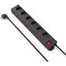 Steckdosenleiste HAMA "Mehrfachsteckdose 6-fach Steckerleiste, mit Schalter", schwarz, B:9,5cm H:5,5cm T:54cm, Kunststoff, Steckdosenleisten