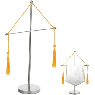 VOSAREA Wimpelständer Tisch Metall Teleskop Wimpelhalter Flaggenständer mit Sockel, Schreibtisch Wimpelständer, 27-49 cm, passend für 20 x 30 cm Flaggen