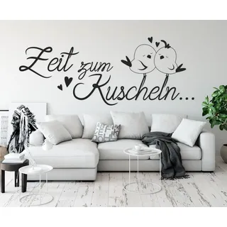 tjapalo® a8 wandtattoo Zeit zum Kuscheln Wandtattoo Schlafzimmer spruch liebe Wandtattoo Wohnzimmer romantisch Wandsprüche paare, Farbe: Schwarz, Größe: B58xH23cm