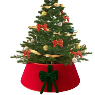 Abdeckung Für Weihnachtsbaumständer,Festliche Plüschdekoration Mit Schleife | Faltbare Weihnachtsbaumständer Verkleidung | Für Tischdekoration Landhaus Stil Mittelpunkt Zuhause Garten Büro Feier