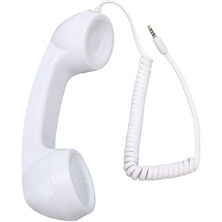 Retro Telefonhörer, Vintage Retro 3,5 mm Telefonhörer Handyempfänger, Strahlungssicheres Hand Handymikrofon für Mobiltelefone und Computer (Weiss)