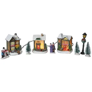 Spetebo LED Weihnachtsdorf mit 3 led beleuchtet - 10 teilig - Christmas Village