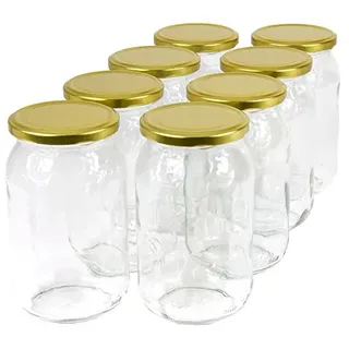 Wamat 900 ml Einweckgläser mit Deckel Gold Einmachgläser Vorratsgläser Weck (Menge: 24 Stück)