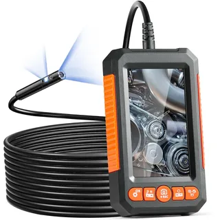 Vevor Endoskopkamera mit 8+1 Lichtern Industrie-Endoskop mit Doppellinse 4,3-Zoll-Bildschirm 1080P-Inspektionskamera, 4-facher Zoom IP67 wasserdicht Ideal für Auto Sanitär (5 m Kabel 32 GB Karte)