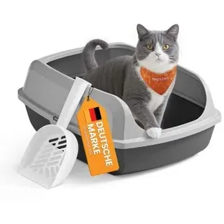 Songmics FEANDREA Katzenklo mit hohen Seitenwänden, offene Katzentoilette, mit Schaufel