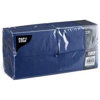 Papstar 250 Servietten, 3-lagig 1/8-Falz 33 cm x 33 cm dunkelblau