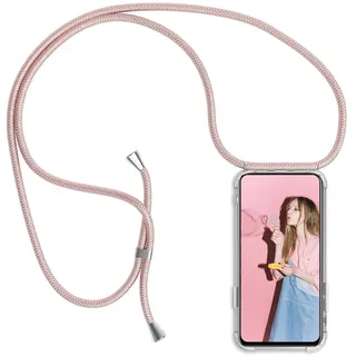 HomiTunky Handykette Handyhülle für Vivo V23 5G mit Band - Handy-Kette Handy Hülle mit Kordel zum Umhängen Handyanhänger Halsband Lanyard Case - Transparent Schutzhülle in Roségold