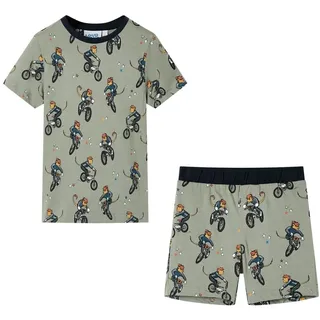 vidaXL Kinderpyjama mit Kurzen Ärmeln Hellkhaki 104