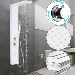 Uisebrt - Duschpaneel Regendusche - 4 in 1 Regendusch System Duschset aus Gebürstetes Edelstahl 304 mit Handbrause, Regendusche, Massagedusche und
