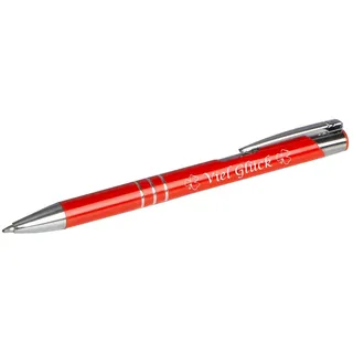 Livepac Office Kugelschreiber Kugelschreiber mit Gravur "Viel Glück" / aus Metall / Farbe: mittelrot
