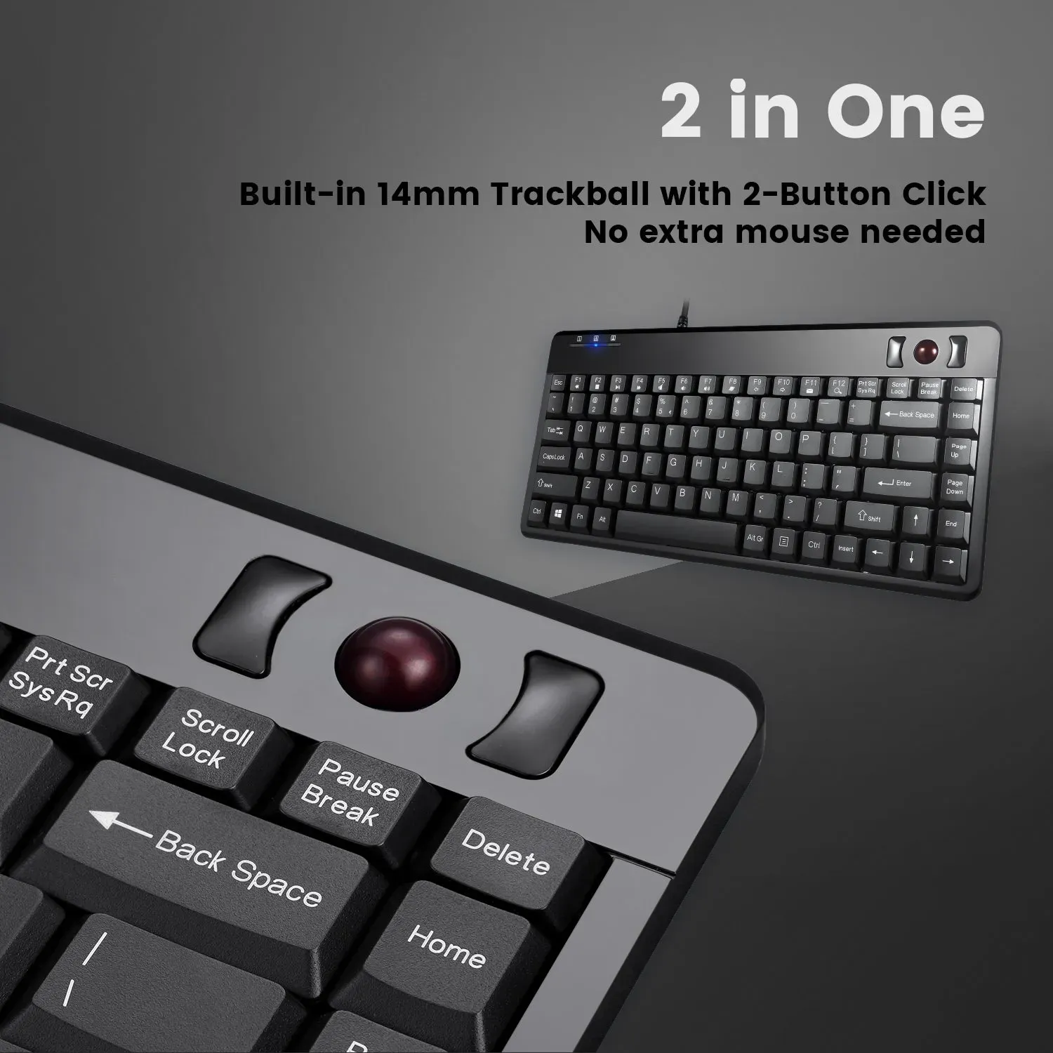 PERIBOARD-505 H PLUS - Mini-Trackball-Tastatur