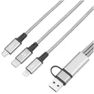 6in1-Schnellladekabel USB-A/C zu USB-C/Micro-USB/8-PIN, 30 cm, 60 W
