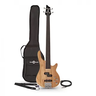 Gear4music Fretless Bass Gitarre Chicago mit Zubehör