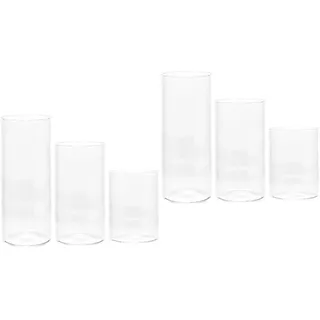 DOITOOL Zylindervasen Aus Glas 6Er-Set Zylindervasen Aus Klarem Glas Für Tafelaufsätze Hurricane-Kerzenhalter Aus Für Stumpenkerzen Schwimmende Kerzenvase Für Hochzeitsdekoration (3