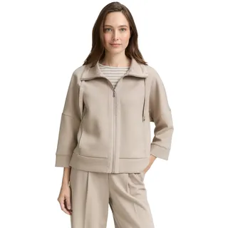 Tom Tailor "Boxy", Damen, Gr. XXL, soft taupe grau, Sweatware, Obermaterial: 51% Polyester, 42% Viskose, 7% Elasthan, unifarben, regular fit normal, ohne Ausschnitt, Bündchen, Sweatjacken Sweatjacke, mit Taschen