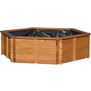Dobar Gartenteich Hexagon inkl. Teichfolie Kiefer Braun 149 x 128,5 x 40 cm FSC®