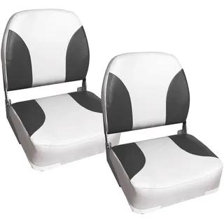 pro.tec Bootssitz Riccione 2er Set Kunstleder klappbar Grau/Weiß