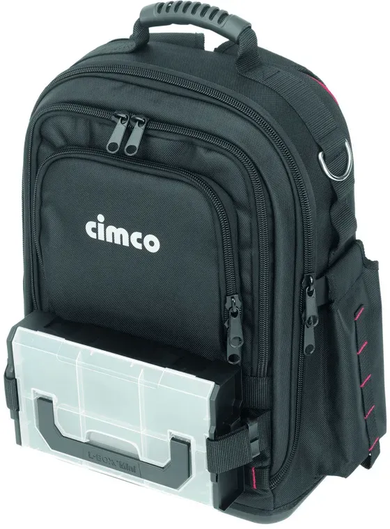 Cimco 17 0425 Werkzeug Rucksack ERGO-XL30, unbestückt, 4 geschützte Reißverschlussfächer, ergonomische Rückenpolsterung, mit 90 Möglichkeiten zur Befestigung, Klemmen, Stecken und Verstauen