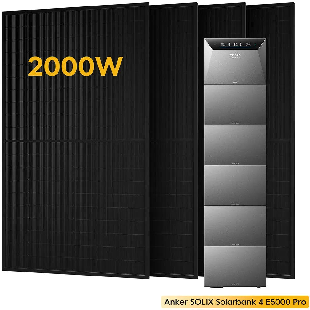 Anker SOLIX Solarbank 4 E5000 Pro, mit 4 x 500 Bifaziale Solarmodule, by Powerness - 30kWh / Pre-Sale Special: Gratis Smart Meter Gen 2 / Selbstabholung